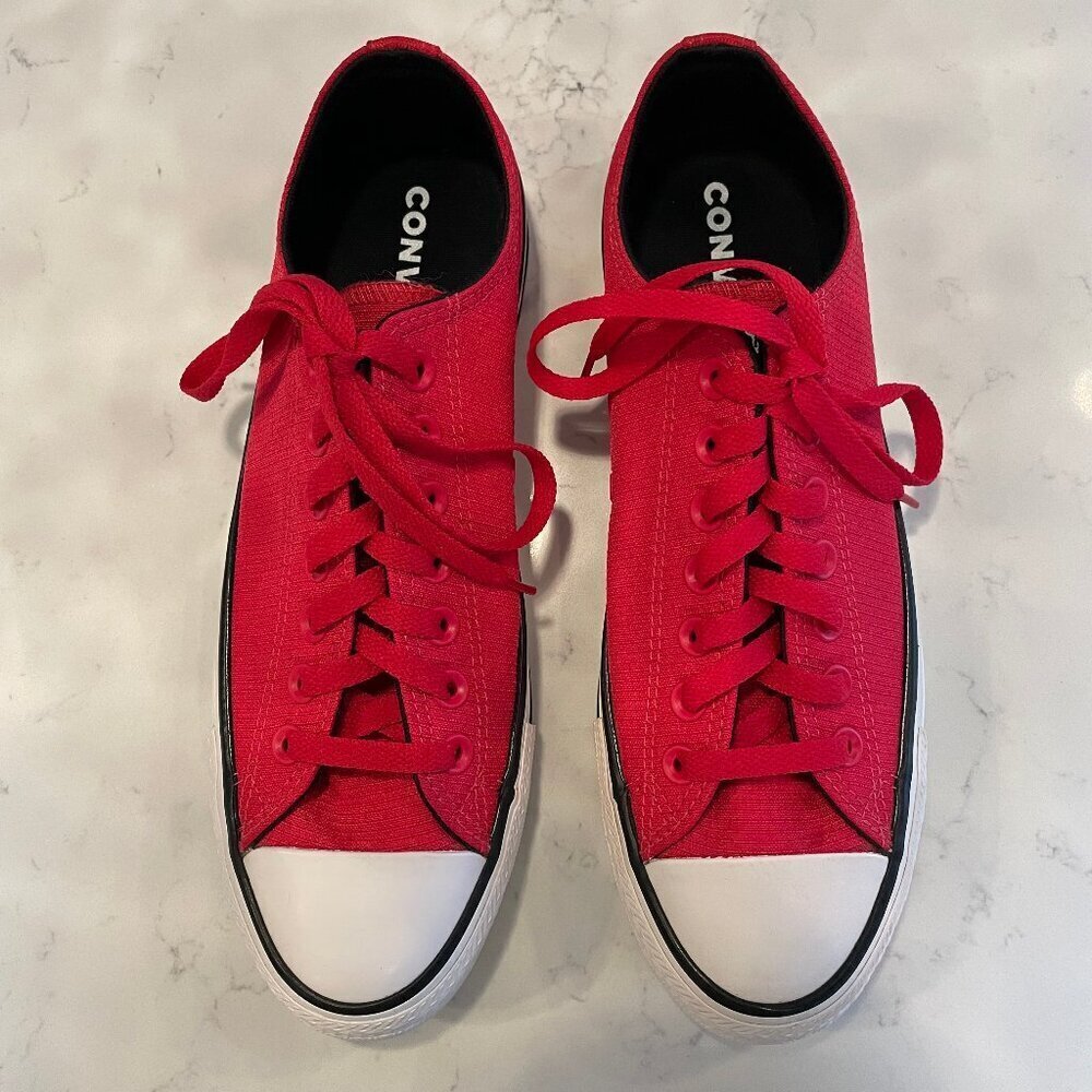 Converse All Star Casual Lo Cut Lace Up Textile Sneakers Red & Wht 8.5M/10.5 W
